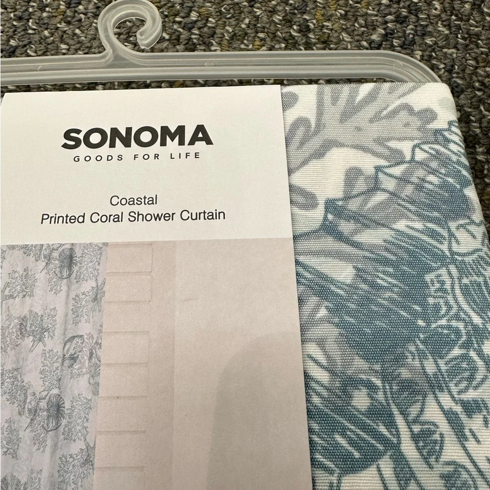 Sonoma Aqua and White Coastal Coral Shower Curtain